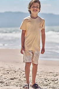 Conjunto Luc.boo Infantil Camiseta Logo e Bermuda Moletom Linho 4 ao 12