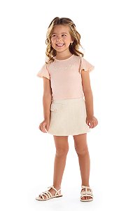 Conjunto Kiki Blusinha Babados Bordado com Shorts Saia 1 ao 4