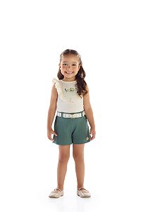 Conjunto Kiki Blusinha Babados Bordado com Shorts Renda 1 ao 4