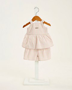 Conjunto Somnii Blusinha e Shorts Xadrez com Plaquinha P ao 3