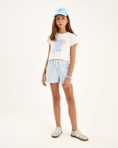 Conjunto Nina Go Blusinha Estampada e Shorts Listrado 10 ao 16