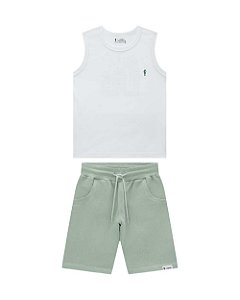 Conjunto Onda Marinha Regata e Bermuda Algodão Infantil 4 ao 10