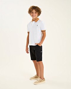 Conjunto Onda Marinha Polo Piquet e Bermuda Infantil Algodão 4 ao 12