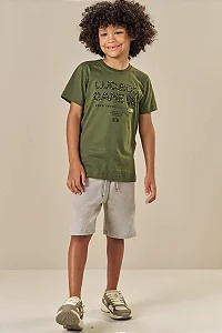 Conjunto Luc.boo Camiseta Estampada e Bermuda Texturizada – 4 ao 12