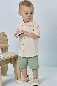 Conjunto Luc.boo Camisa em Linho Off-White e Bermuda – 1 ao 3