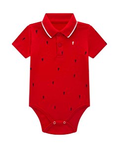 Body Polo Bebê Onda Marinha Algodão Estampa Minimalista - P ao G