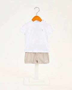 Conjunto Bebê Onda Marinha Camiseta com Botões e Bermuda Leve – P ao G