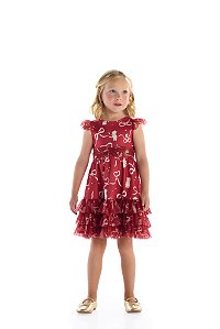 Vestido Infantil Kiki Laços e Ursos com Tule – 6 ao 12