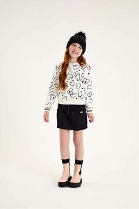 Conjunto Nina Go Moletom Corações com Shorts Saia - 12 ao 16