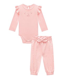 Conjunto Somnii Body Bordado com Babado e Calça Floral - P ao GG
