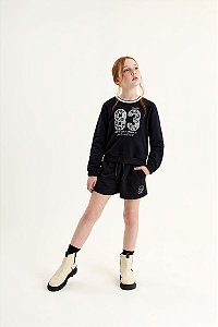 Conjunto Nina Go Moletom com Gola Diferenciada e Shorts - 4 ao 16