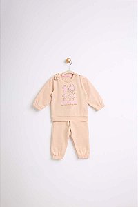Conjunto Somnii Moletom Flanelado Coelho com Laço - 1 ao 3