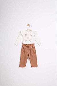 Conjunto Somnii Bebê Ursinhos com Strass e Calça Flanelada - P ao GG