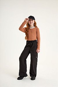 Blusa Nina Go Manga Longa em Malha Canelada - 14 ao 18