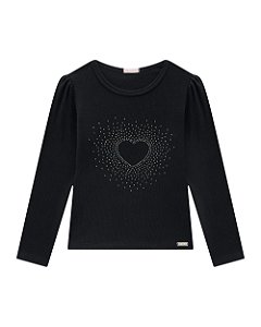 Blusa Somnii Manga Longa Canelada com Brilho - 4 ao 14