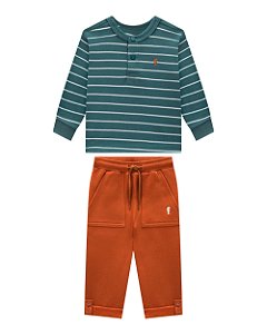 Conjunto Onda Marinha Listrado Manga Longa - P ao GG