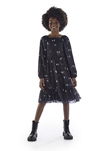 Vestido Menina Anjo Tule Laços e Corações - 12 ao 18