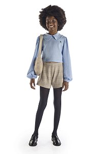 Conjunto Menina Anjo Shorts Xadrez Cinto - 12 ao 18
