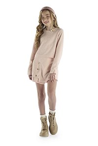 Conjunto Menina Anjo Tweed Laço e Shorts Saia - 12 ao 18