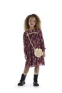 Vestido Kiki Infantil Tule Estampado e Crochê - 6 ao 12