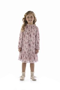 Vestido Kiki Infantil Tule Estampado Delicado - 1 ao 4