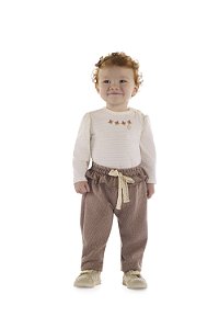 Conjunto Kiki Bebê Body Bordado e Calça Babado - P ao G