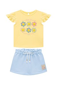 Conjunto Somnii Blusa Manga Babado Strass P ao GG