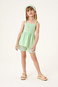 Conjunto Somnii Blusa Alça Bordado Xadrez 1 ao 8