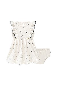 Vestido Somnii Malha Texturizada Babado Mini Laço P ao GG