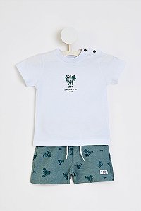 Conjunto Onda Marinha Body Bermuda em Nylon Estampado P ao GG