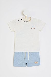 Conjunto Onda Marinha Camiseta Flamê e Bermuda P ao 3
