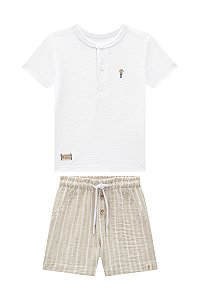 Conjunto Onda Marinha Camiseta Flamê Logo Bordado P ao 3