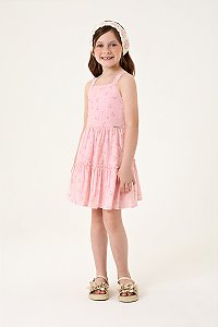 Vestido Somnii Linho Floral com Plaquinha Metalizada 4 ao 12