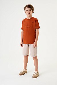 Conjunto Onda Marinha Camiseta Estampada Bermuda Sarja 10 ao 14