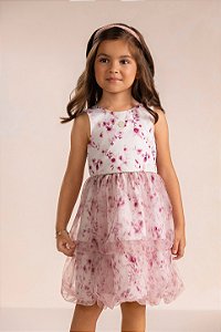 Vestido Kiki Floral Tule Balonê Laço Costas 1 ao 4