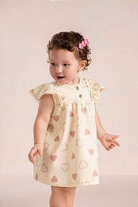 Vestido Kiki Manga Babado Coração Strass P ao G