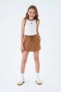 Conjunto Nina Go Regata Bordado Shorts Saia Amarração 14 ao 18