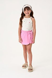 Conjunto Somnii Regata Canelada Flor Bordada Shorts Saia 1 ao 12