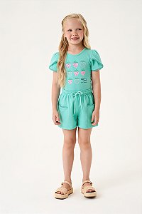 Conjunto Somnii Blusa Morango Strass Shorts 1 ao 3