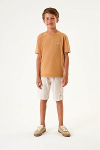 Conjunto Onda Marinha Camiseta Estampada Bermuda Sarja Listrada 10 ao 14