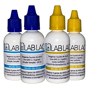 KIT REAGENTE LÍQUIDO DE CLORO LIVRE 2x DPD 1 (30 mL) E 2x DPD 2 (30 mL) PARA 300 TESTES