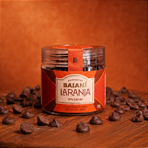 Gotas de Chocolate 70% com Raspas de Laranja – 100g