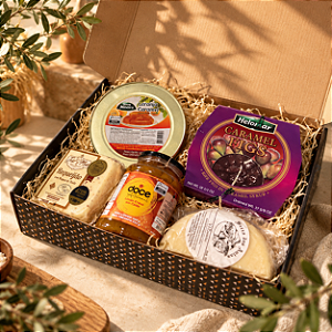 Caixa de Presente Doce Encontro – 3 Doces Artesanais + 2 Queijos Incríveis