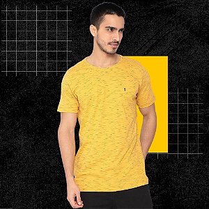 T-Shirt Camiseta Logo Bordado Zoomp Amarela e Azul Marinho