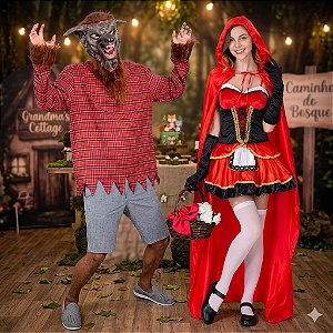 Fantasias Casal Lobo e Chapeuzinho Adulto - SOMENTE ALUGUEL