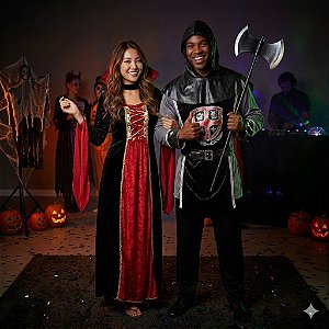 Fantasias Casal Medieval Inverno Adulto - SOMENTE ALUGUEL