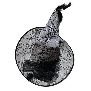 Chapéu Bruxa Glitter com Teias