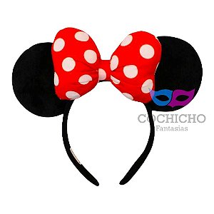 Tiara Minnie Veludo Laço Grande