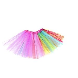 Saia Tule Colorida Fitas 40 Cm