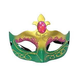 Máscara Veneziana Desenho Glitter c/ Pena